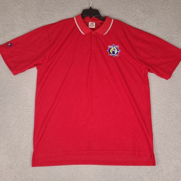 Babe Ruth Softball Polo Shirt Mens XXL Red Anaconda‎ Sports Apparel Embroidered - Picture 1 of 14